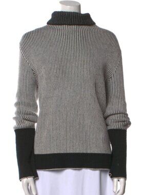100% Cashmere Striped Turtleneck Sweater | La Ligne | Sz M